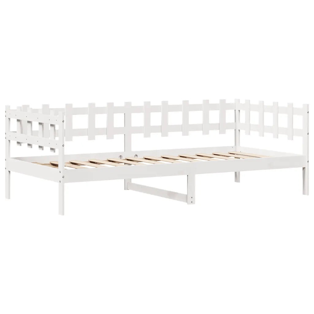 Dormeuse con Cassetti Bianco 90x200 cm Legno Massello di Pino 3302135