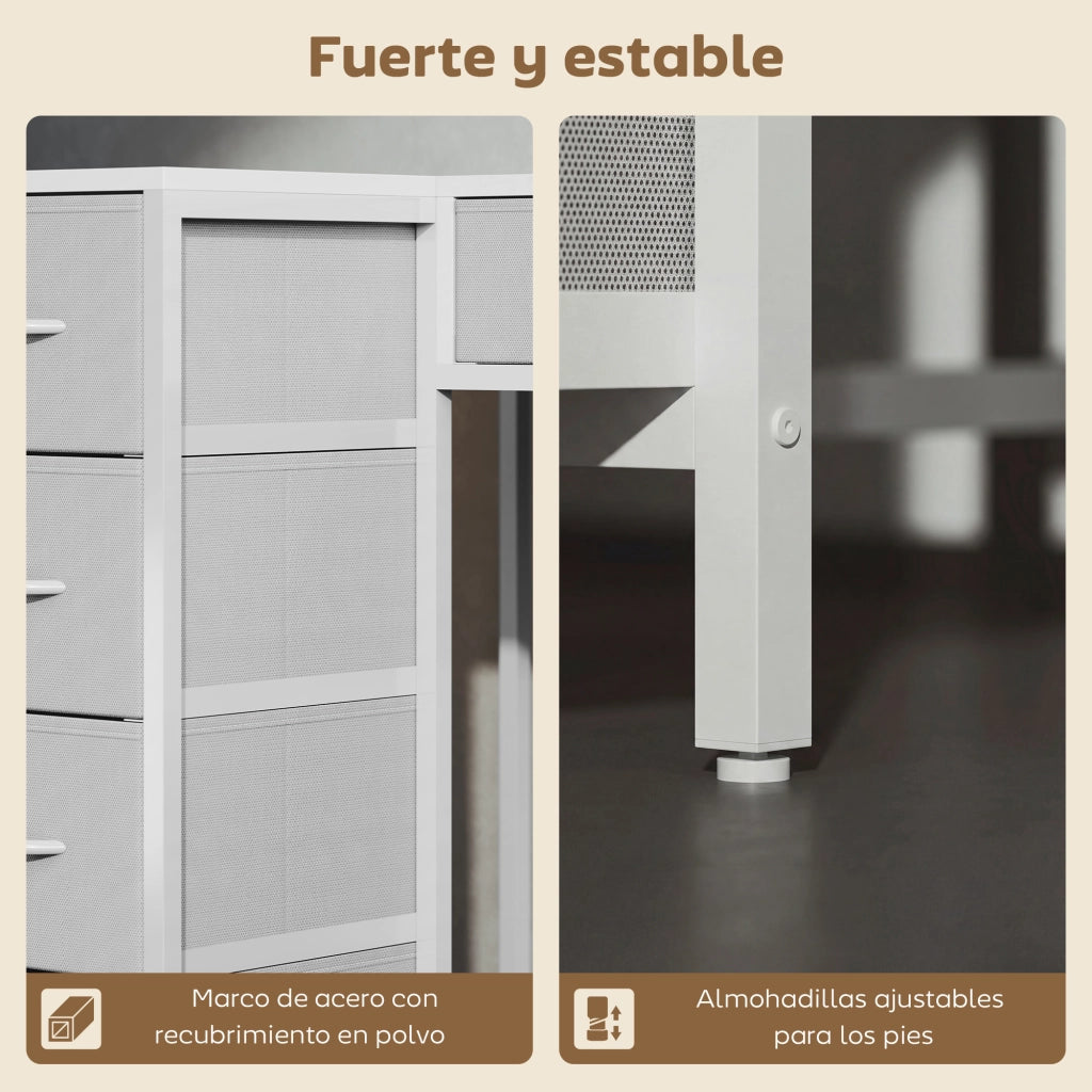 Scrivania angolare con 6 cassetti e prese ¨C zephmum ¨C 126x48x? cm bianco