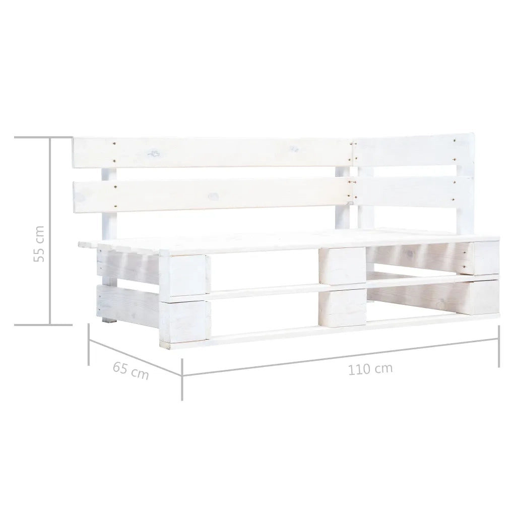 Divano Angolare da Giardino Pallet Legno Pino Impregnato Bianco 3066567