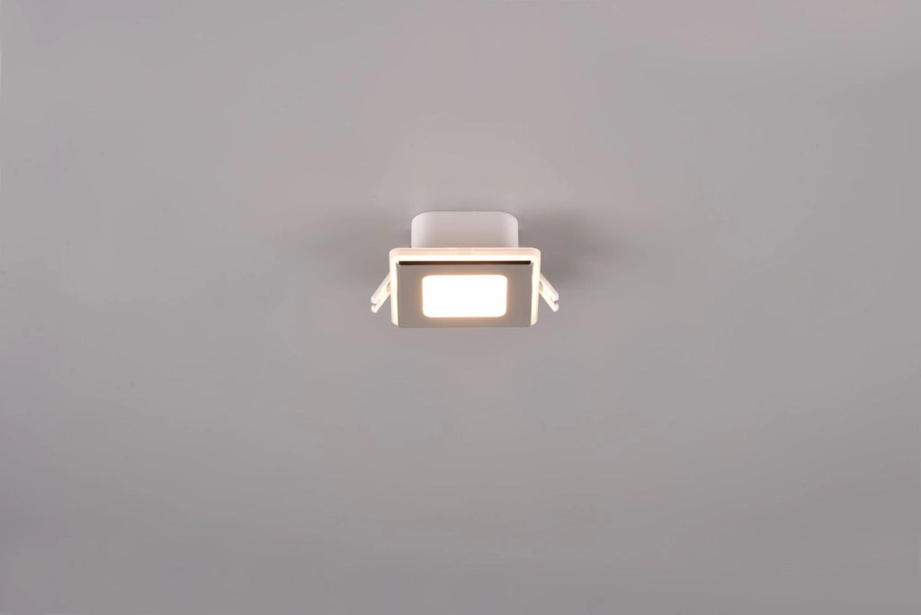 NIMBUS FARETTO DA INCASSO LED  5W 450lm, 3000K QUADRATO BORDO CROMATO ACCENSIONI SEPARATE 8,5CM X 8,5CM