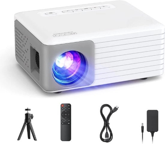 Proiettore Mini - Con Stativo - 1920x1080 - 5500 Lumen - Compatibile con Smartphone - ±15 Correzione del Keystone