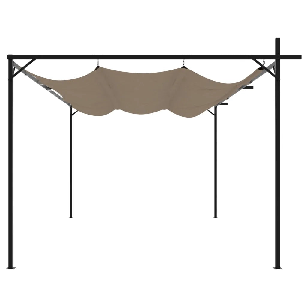 Pergola con Tetto Retrattile Tortora 395x292x230 cm 360118