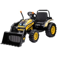 Escavatore Cavalcabile per Bambini a Batteria 6V con Doppio Motore, Velocità 1.5-2.5 km/h, Ruspa Giocattolo per Bambini di 3-5 Anni con Suoni e Luci, 132x62x65 cm, Giallo