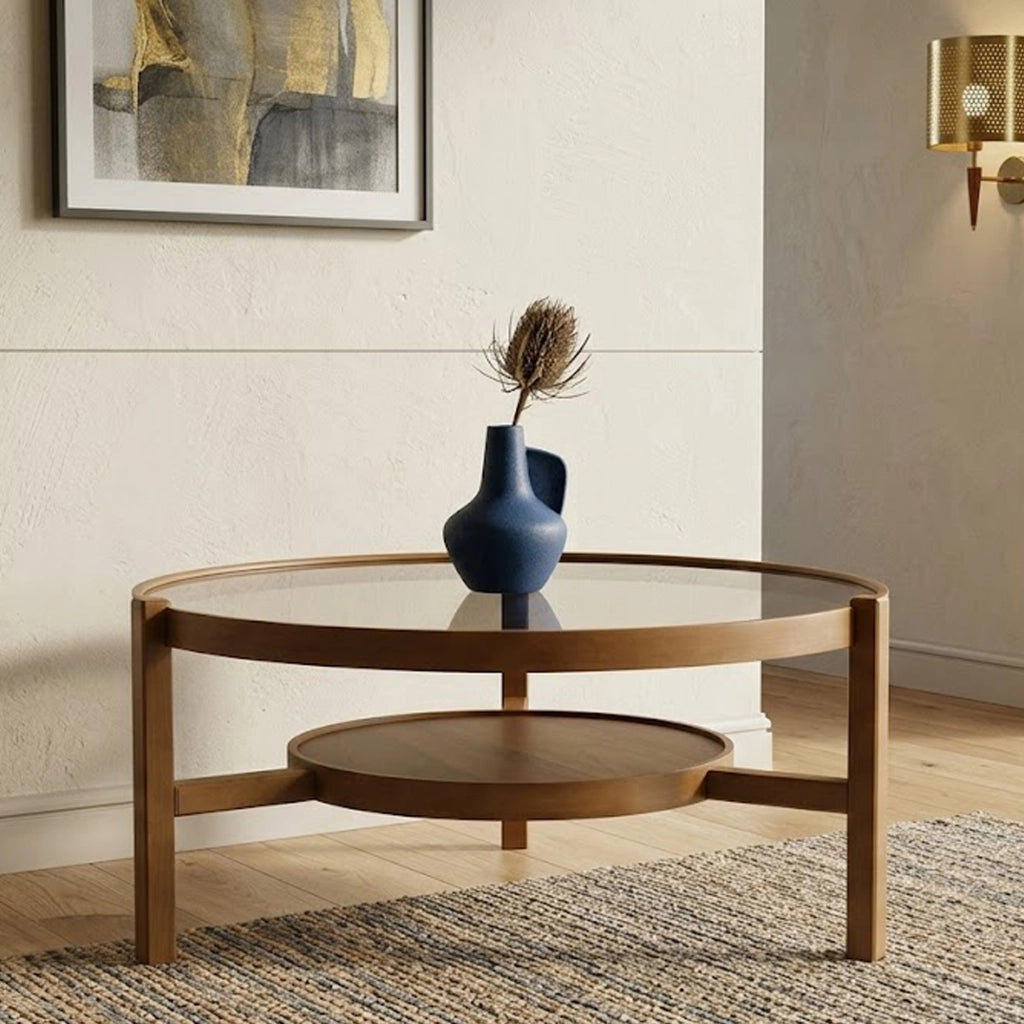 Olzai, Tavolino da Salotto un Vano, 100x100x48h cm Marrone Noce