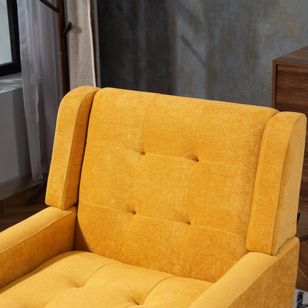 Poltrona 2 Pezzi con Imbottitura in Schiuma ad Alta Densità, Tessuto Resistente, Gambe in Legno Massello Giallo