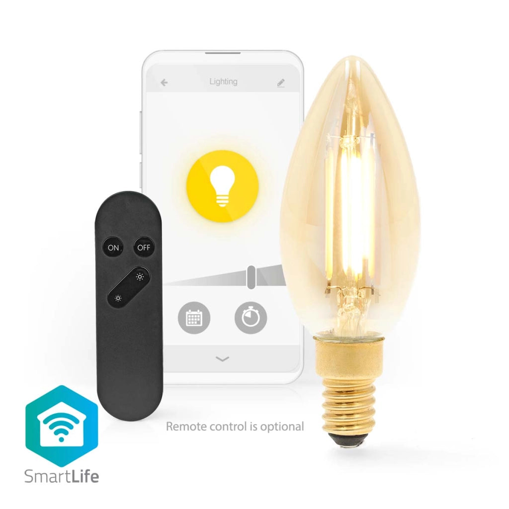 Lampadina connessa Wi-Fi LED 5W 470lm E14 SmartLife a forma di candela Bianco Nedis