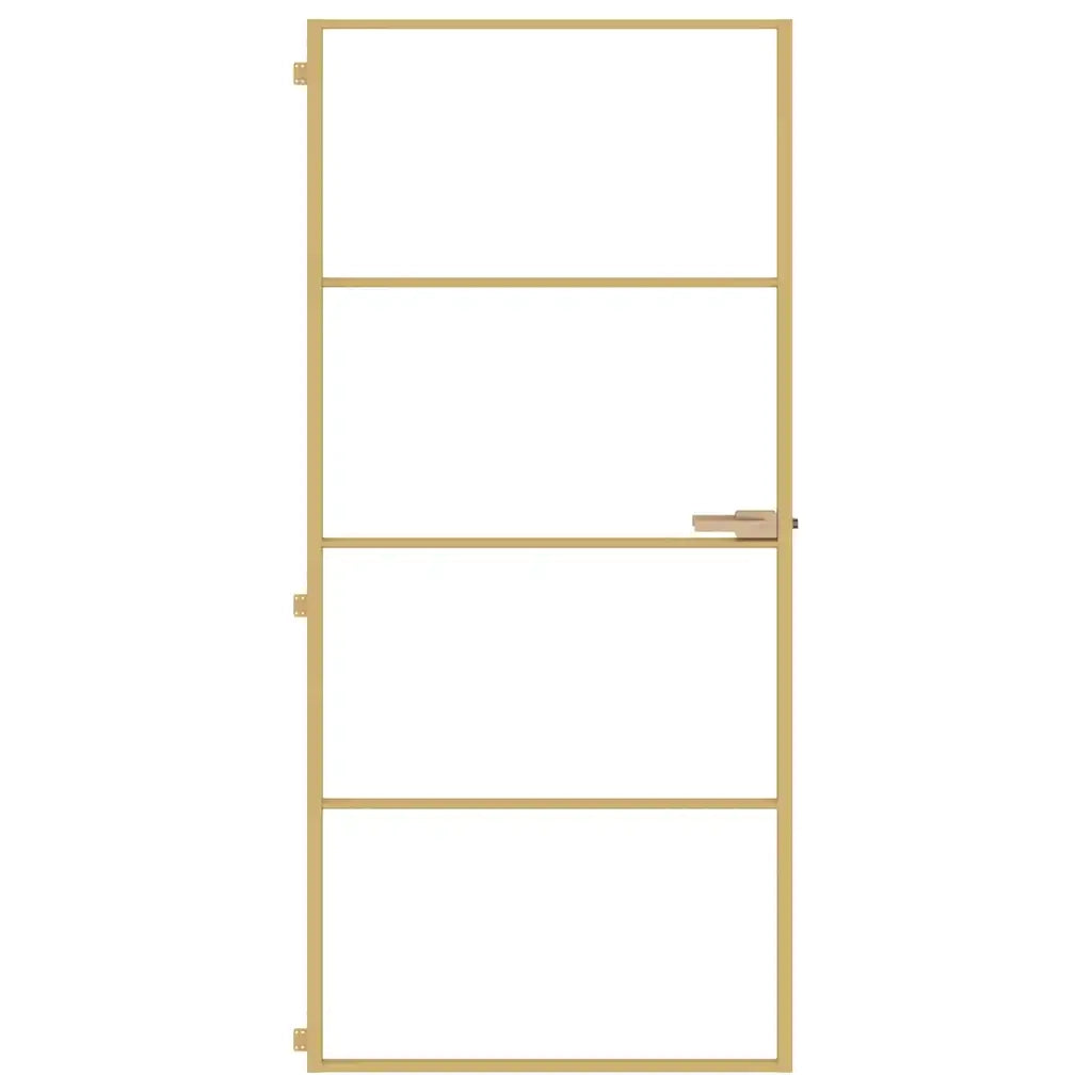 Porta Interni Sottile Oro 93x201,5cm Vetro Temperato Alluminio 155134