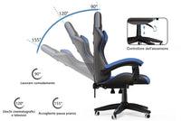 Sedia gaming ergonomica - RATTANTREE - con Supporto Lombare Sedia da Gioco in Pelle Pu con Altezza Regolabile - Bleu