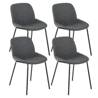 E-STYLO Sedia da pranzo in tessuto grigio scuro e gambe in metallo nero, 57cm X 46cm H. 80cm.