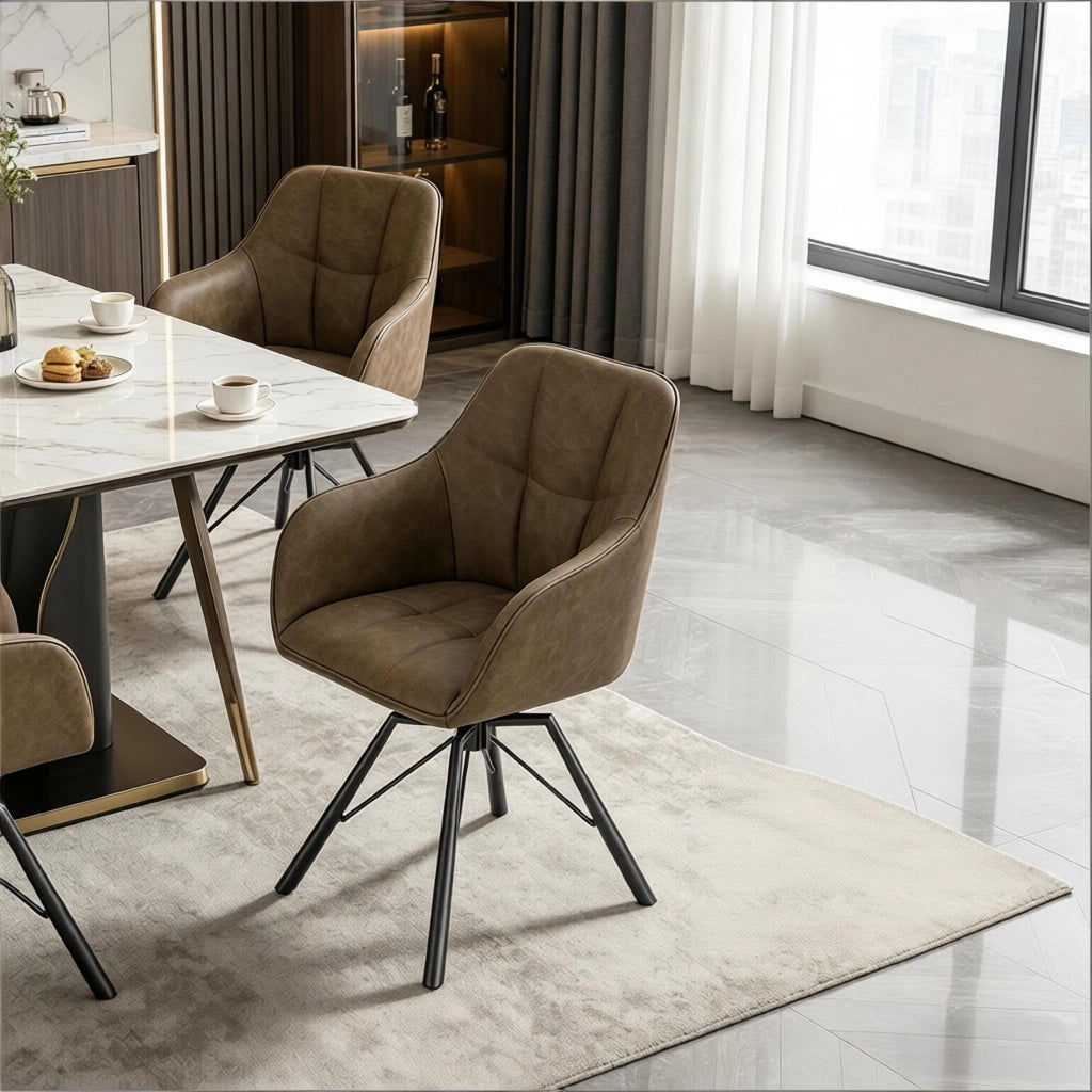 SEDIA Girevole 58,5x82,5x54,5 cm Marrone Set da 2 pezzi