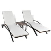 Lettini PrendiLettino sole | Sdraio da giardino | Lettino da sole con Tavolino in Polyrattan Marrone
