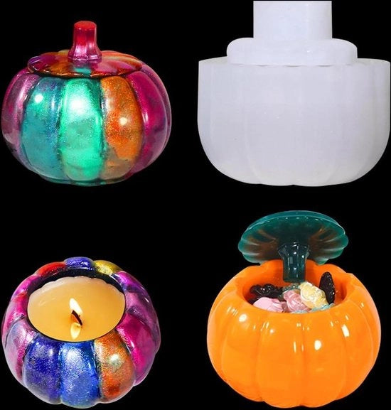 Scatola di Stoccaggio per Zucche Scatola Decorativa con Materiale Siliconio con Coperchio Resine Moulds per Lavorazione DIY Candelabro Contenitori per Caramelle