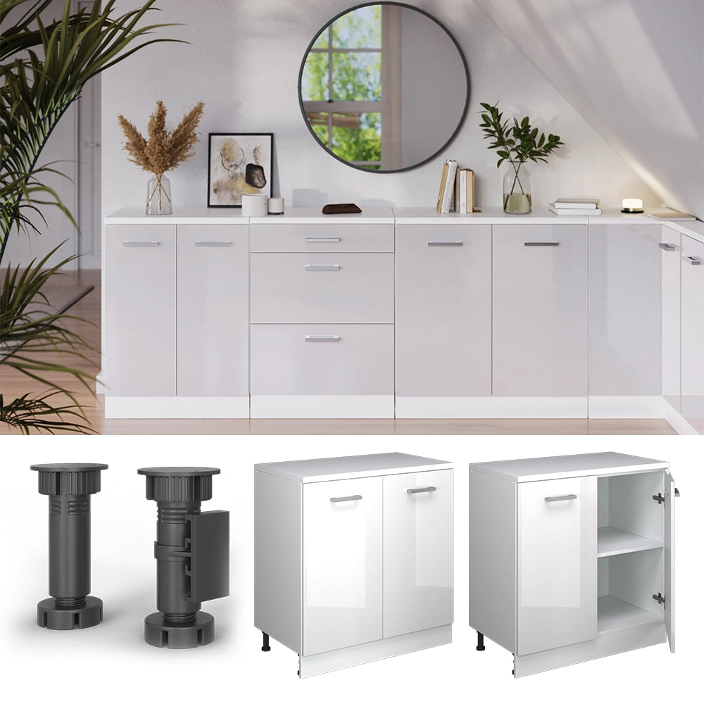 Mobile per mansarda Rion Bianco lucido/Bianco 80 x 83.8 cm senza inclinazione con 2 ante Vicco