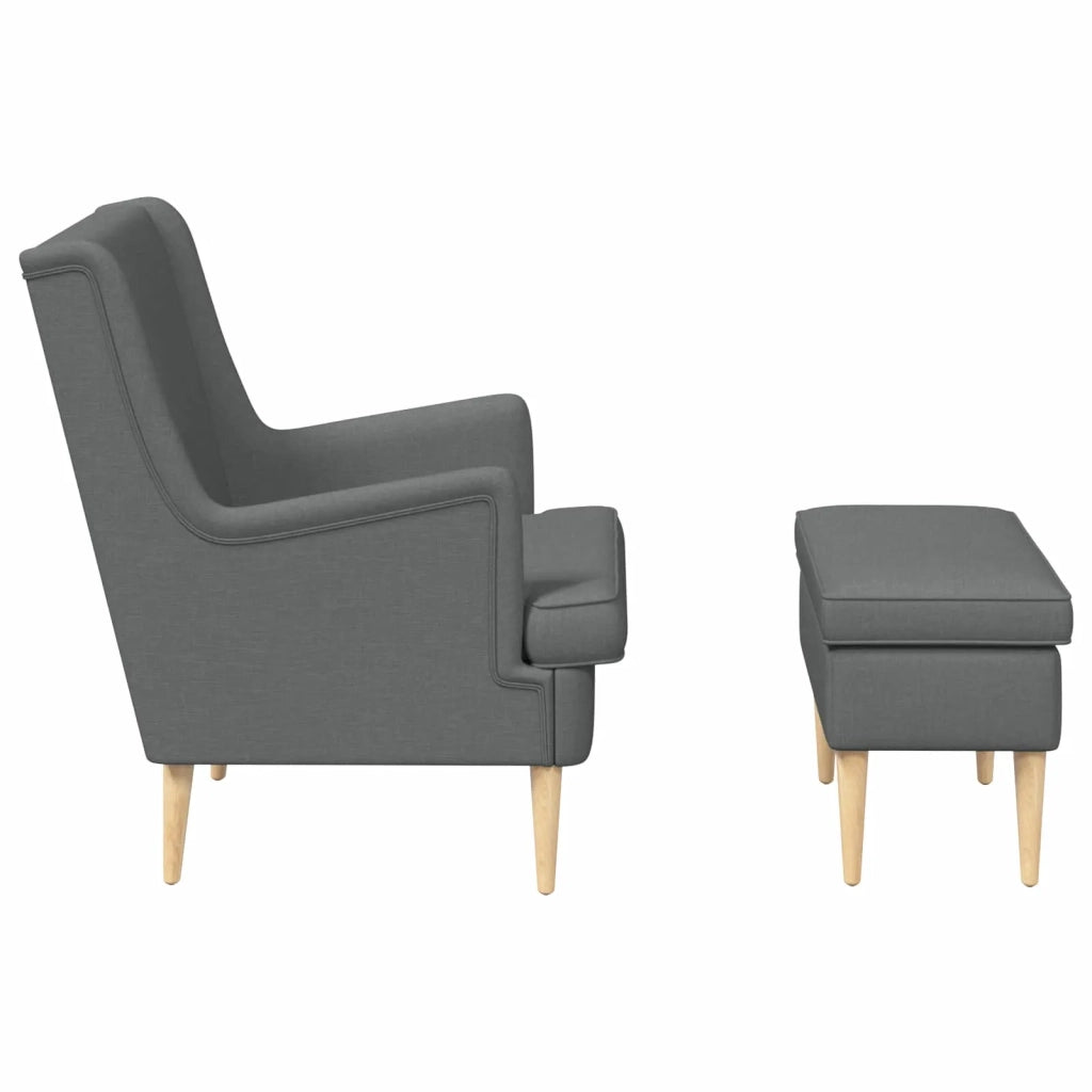 Poltrona con Ottomano 2 pz Grigio Scuro Tessuto 3418812