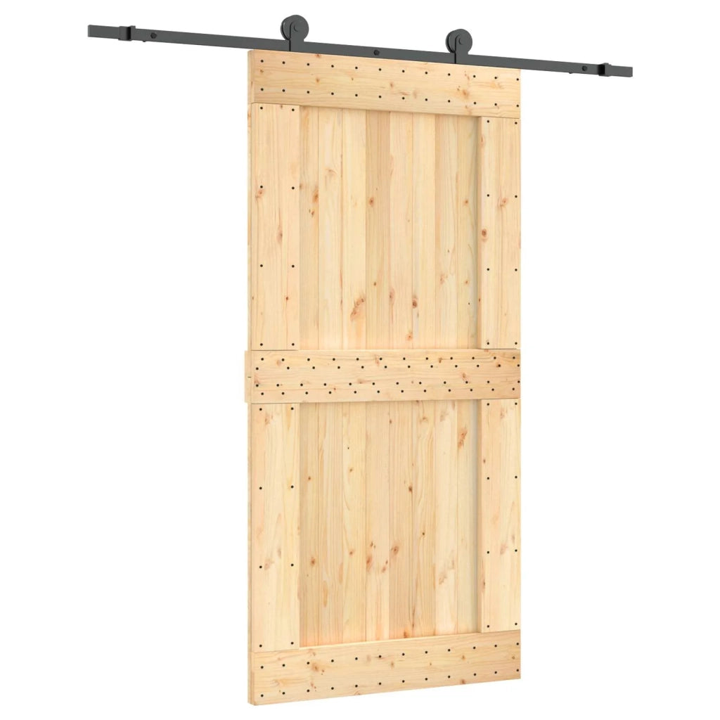 Porta scorrevole Naturale e Nero 100 x 210 cm 3444997