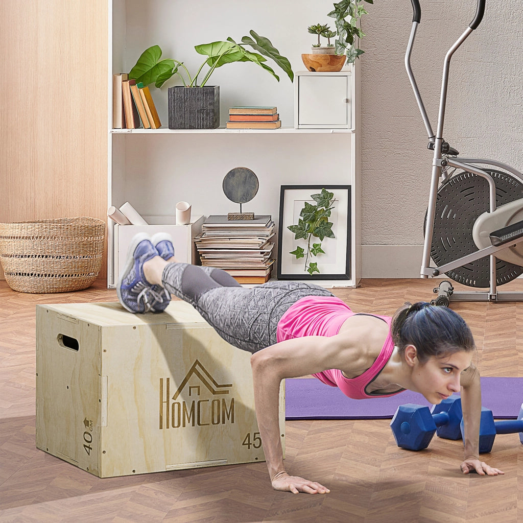 Box Plyometrico 3 in 1 per Salto e Fitness ¨C zephmum ¨C Legno 40/45/60 cm