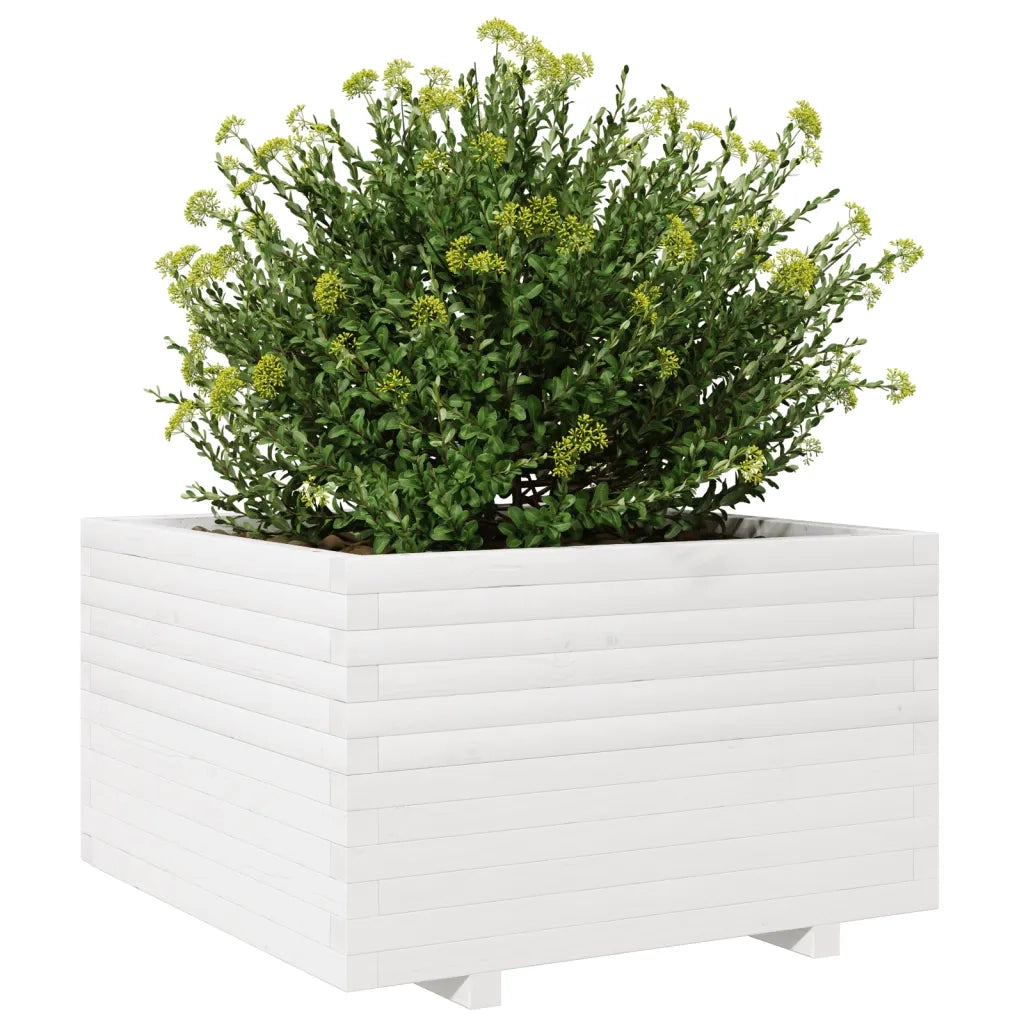 Fioriera da Giardino Bianca 80x80x49,5cm Legno Massello di Pino 3282530