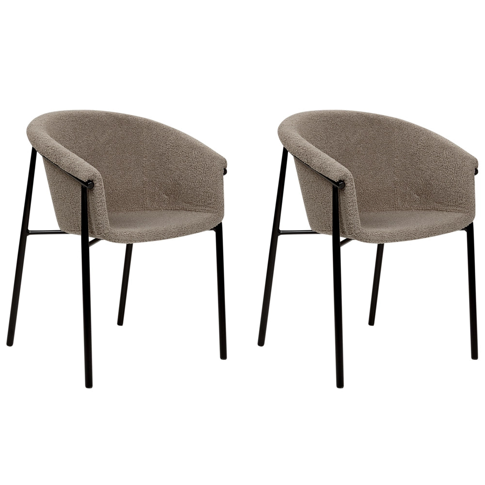 Set di 2 sedie da pranzo con imbottitura in tessuto tortora Seduta da pranzo dal design moderno e contemporaneo