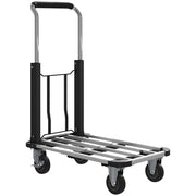 Carrello Portapacchi Pieghevole con Pedana Estensibile Capacità 150 kg in Metallo e Alluminio Argento
