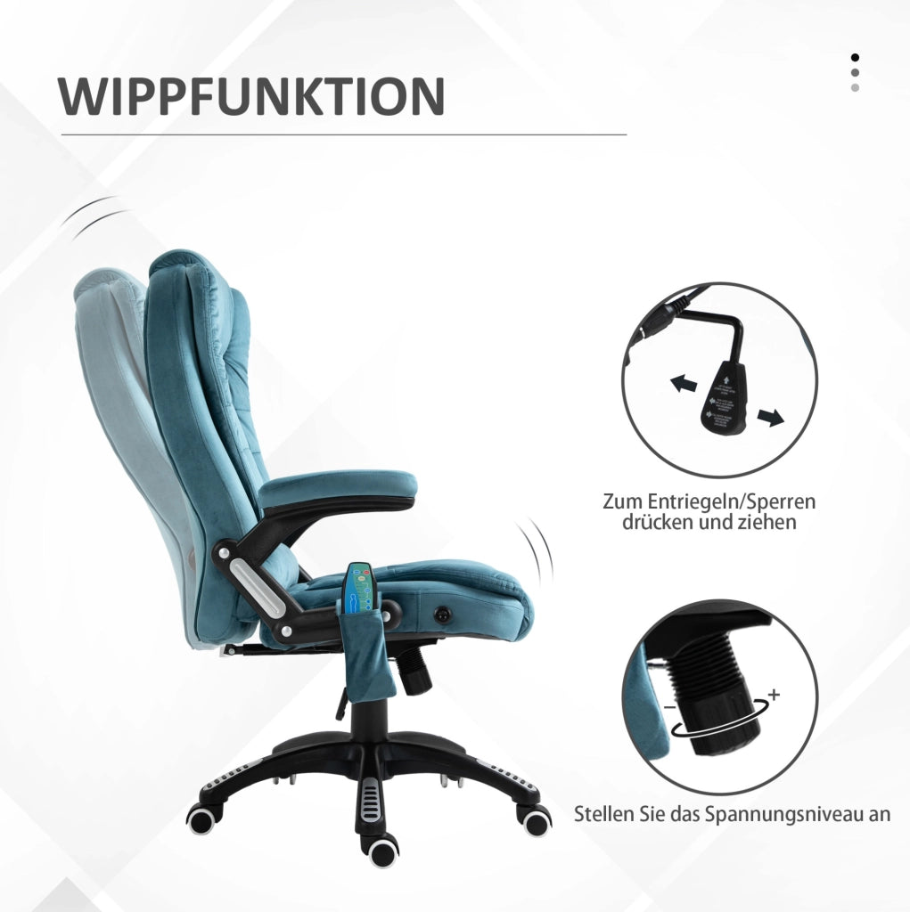 Sedia da ufficio con massaggio e riscaldamento, blu
