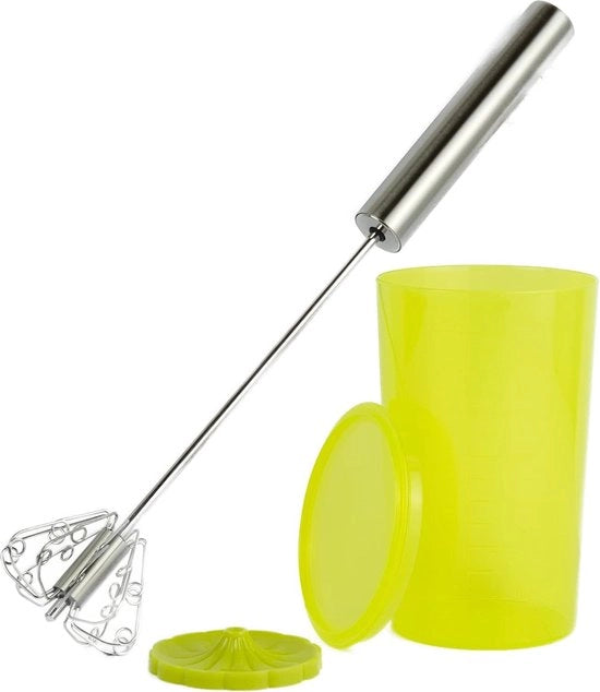 Guardia per quirlare manuale per frullatore del latte in acciaio inossidabile con misurino (verde)