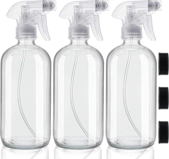 Set di atomizzatori trasparenti e chiari (3 pezzi) - bottiglie da 250 ml - 2 impostazioni di spruzzo - pulitore di bottiglie da spruzzo, acqua, terapia aromatica e olio essenziale