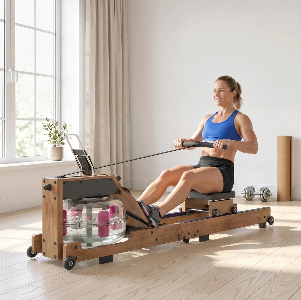 Vogatore per Casa ¨C Zephmum ¨C Legno di Gomma Pieghevole Bluetooth APP Doppia Guida LCD 158 kg