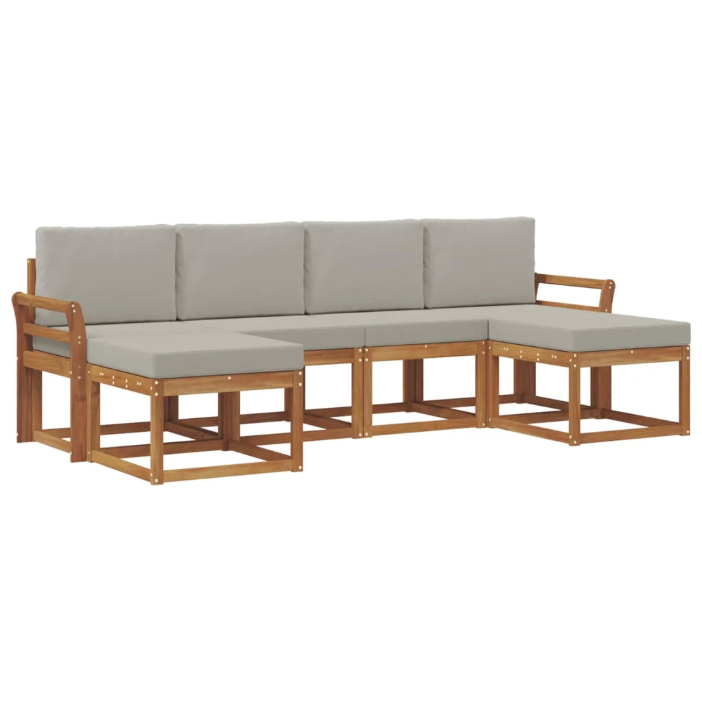 Set di divani da esterno 6 pcs Grigio Naturale e Chiaro