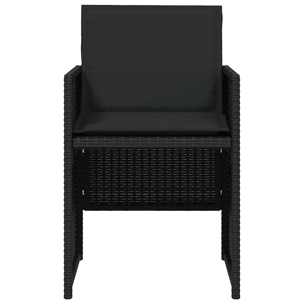 Set da Pranzo da Giardino 5 pz Nero con Cuscini in Polyrattan 365081