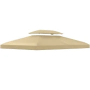 Copertura di Ricambio per Gazebo 4x3 m in Poliestere Anti UV con Tetto a 2 Livelli, Crema