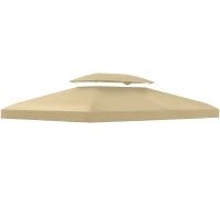 Copertura di Ricambio per Gazebo 4x3 m in Poliestere Anti UV con Tetto a 2 Livelli, Crema