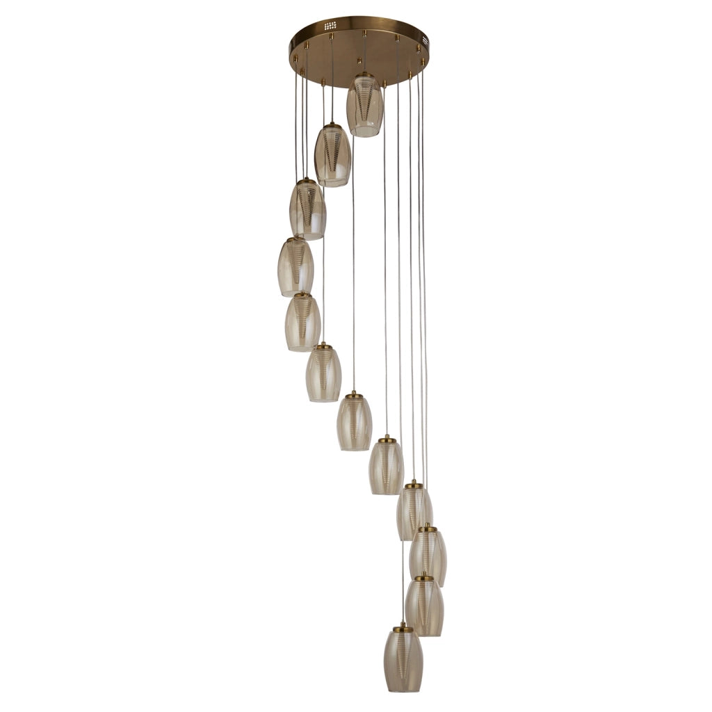 Lampadario Contemporaneo Ciclon Acciaio Bronzo Vetro Led 5,33W 3000K
