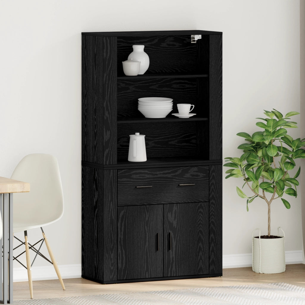 Highboard Rovere Nero Legno ingegnerizzato