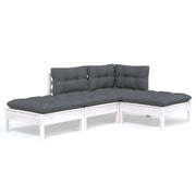 Set Salotto da Giardino 4 pz | Set di Mobili da Esterno con Cuscini Legno Massello di Pino