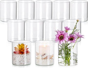 Decorazione da Tavolo - Vasi di Vetro - 12 pezzi - Translucido - Vaso per Fiori - Ideale per Casa e Giardino