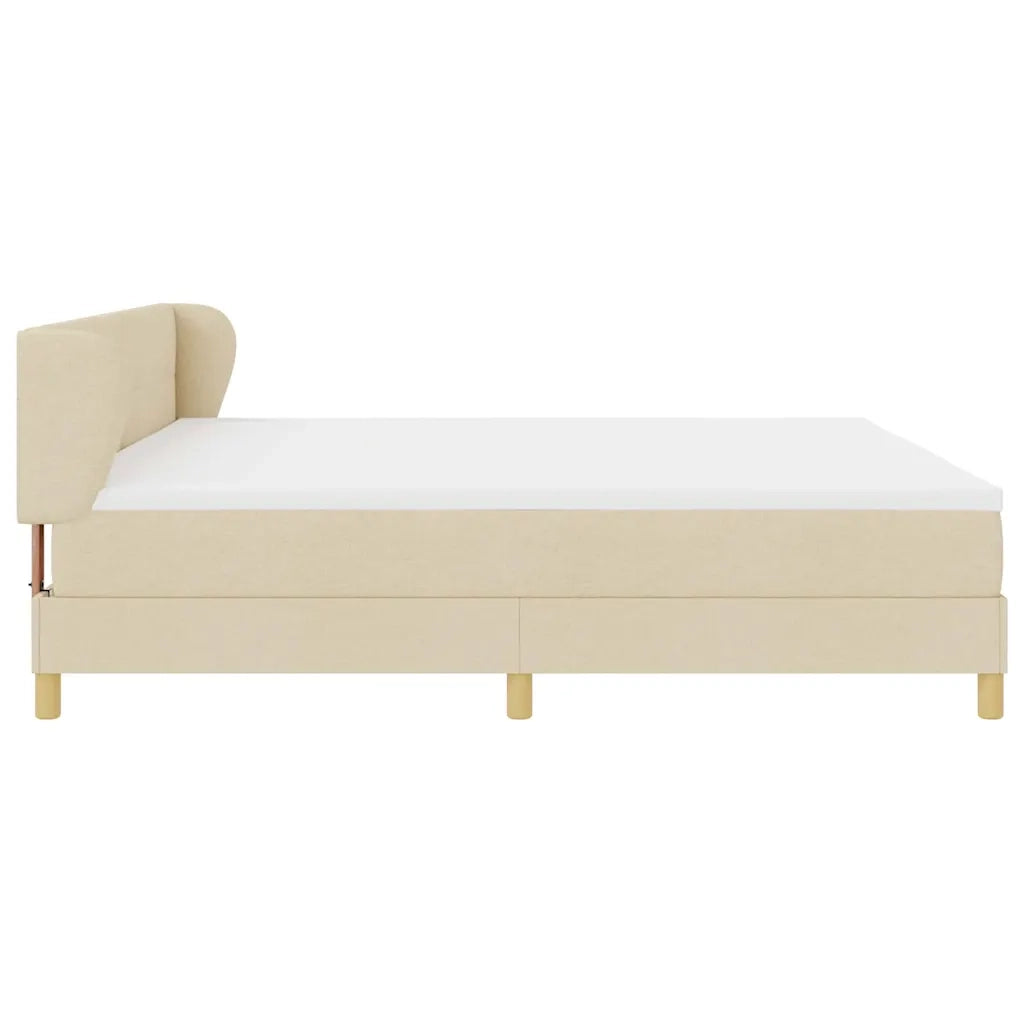 Letto a molle con materasso Crema 200 x 200 cm Tessuto 3340239