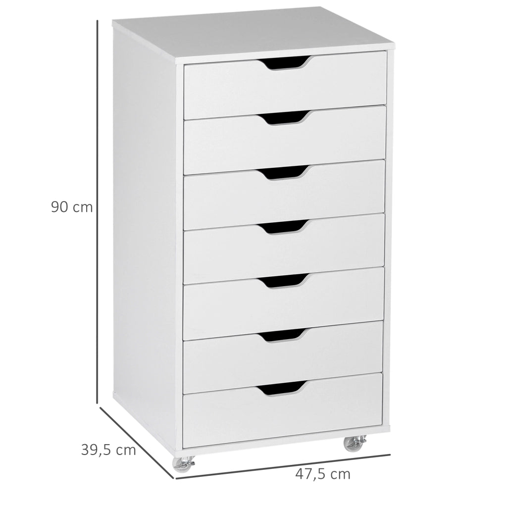 Scrivania con cassetti ¨C zephmum ¨C mobile organizzatore con 7 cassetti, bianco