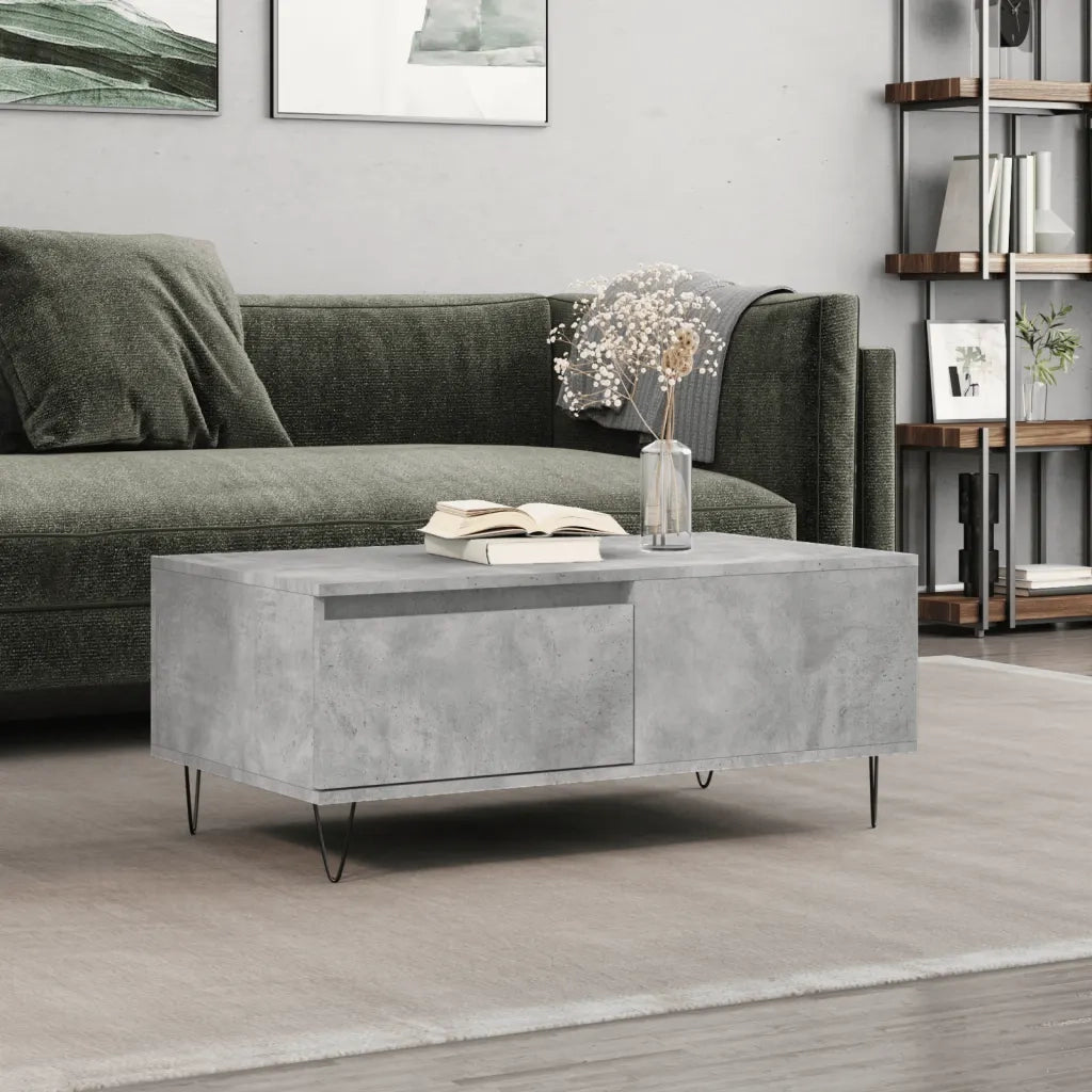 Tavolino salotto | Tavolino da caff¨¨ | Tavolino da Soggiorno Grigio Cemento 90x50x36,5 cm Legno Multistrato