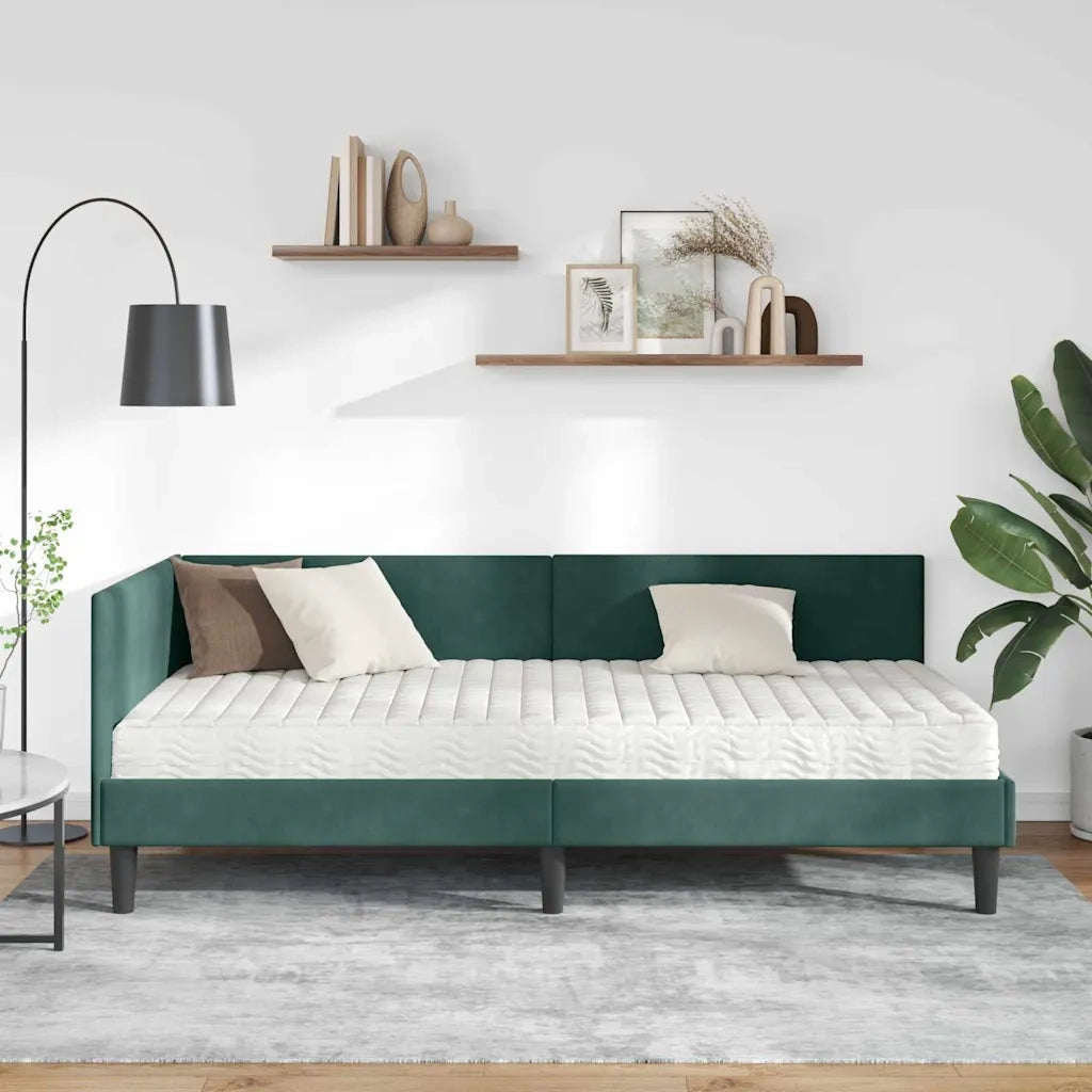 Struttura Letto Angolare con Materasso 2 pcs Verde Velluto 3393780