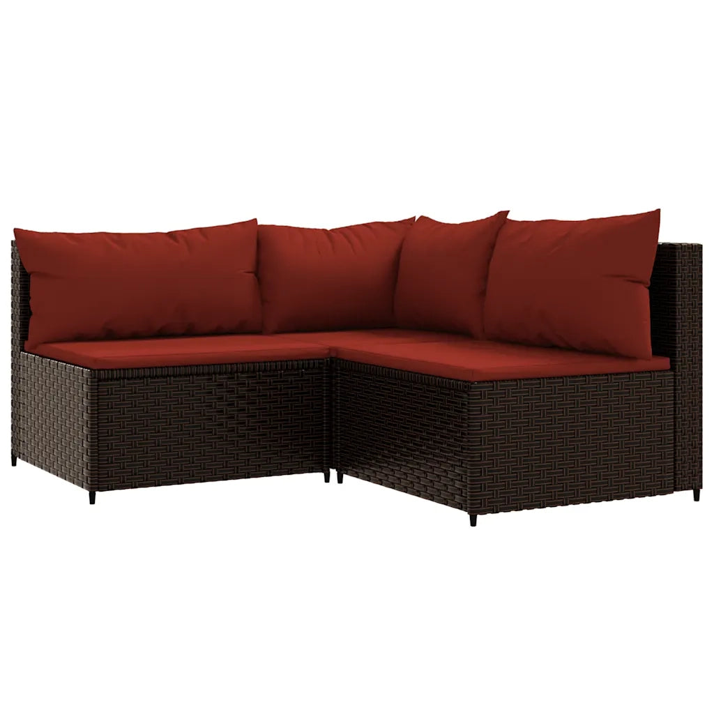Set Mobili da Giardino 4 pz con Cuscini in Polyrattan Marrone CFW2148575