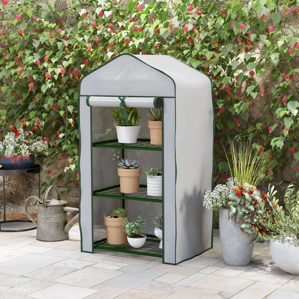Serra da Giardino con 3 Ripiani ¨C zephmum ¨C 59x39x127 cm Bianco