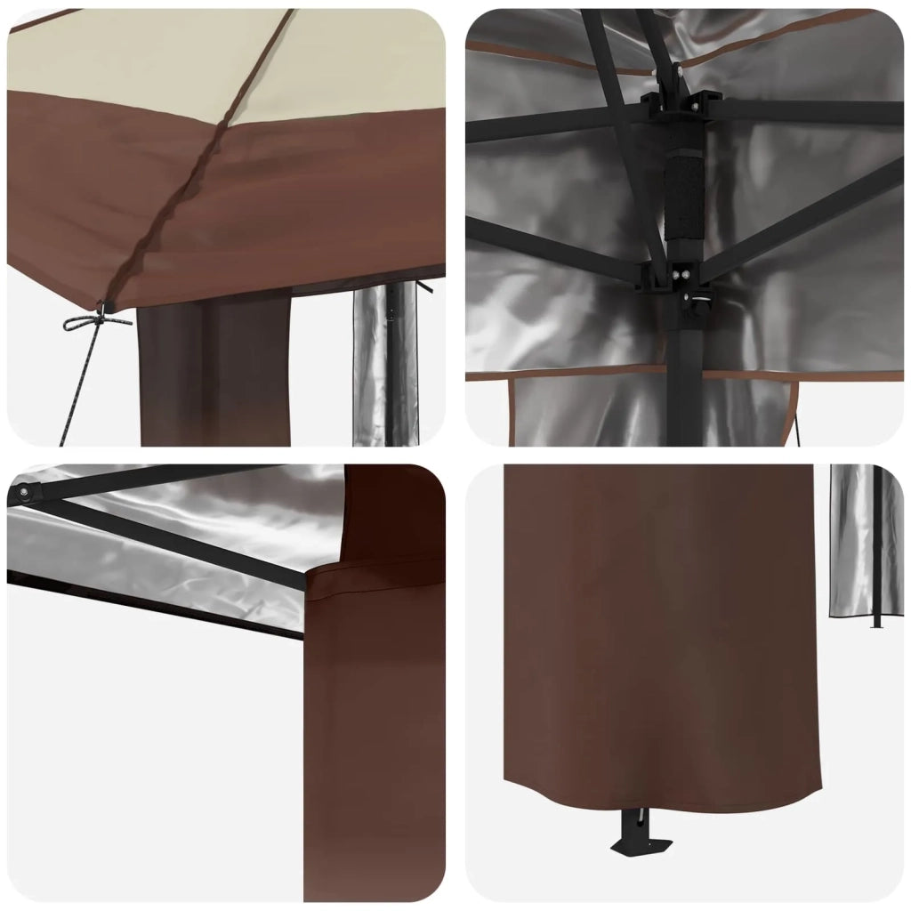 Gazebo senza Parete 3,3 x 3,3 m Crema e Marrone 42036808