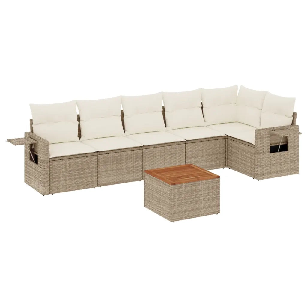 Set Divani da Giardino 7 pz con Cuscini Beige in Polyrattan 3256905