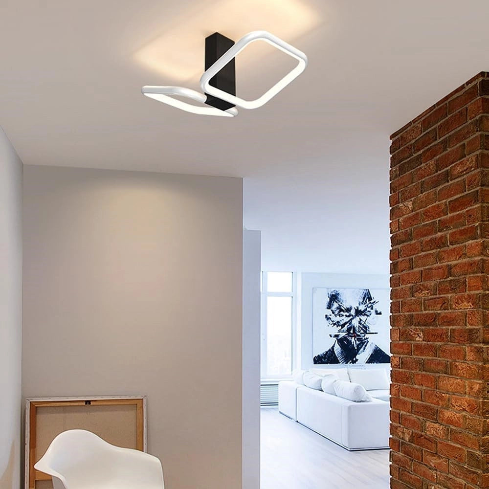 Trade Shop - Plafoniera Led 20w 2 Quadrati Bianco Design Moderno Lampadario Da Soffitto 50568 -
