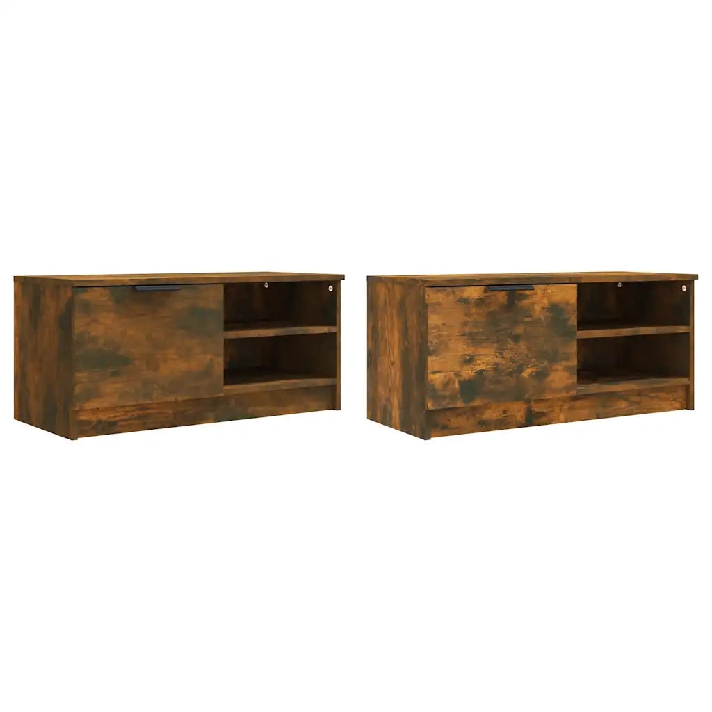 Mobili TV 2 pz Rovere Fumo 80x35x36,5 cm in Legno Multistrato 817118