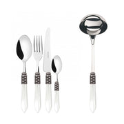 OPTICAL Ghiera Argento Anticato, Posate Set 49 Pz, Scatola Wenge,