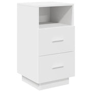 Comodino | Armadio da Notte | Mobiletto da notte con 2 Cassetti Bianco 36x36x68 cm