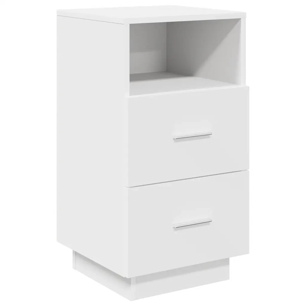 Comodino | Armadio da Notte | Mobiletto da notte con 2 Cassetti Bianco 36x36x68 cm