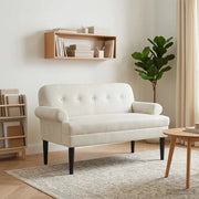 Loveseat con bottoni imbottiti Crema 120 x 66 x 78 cm 42041836