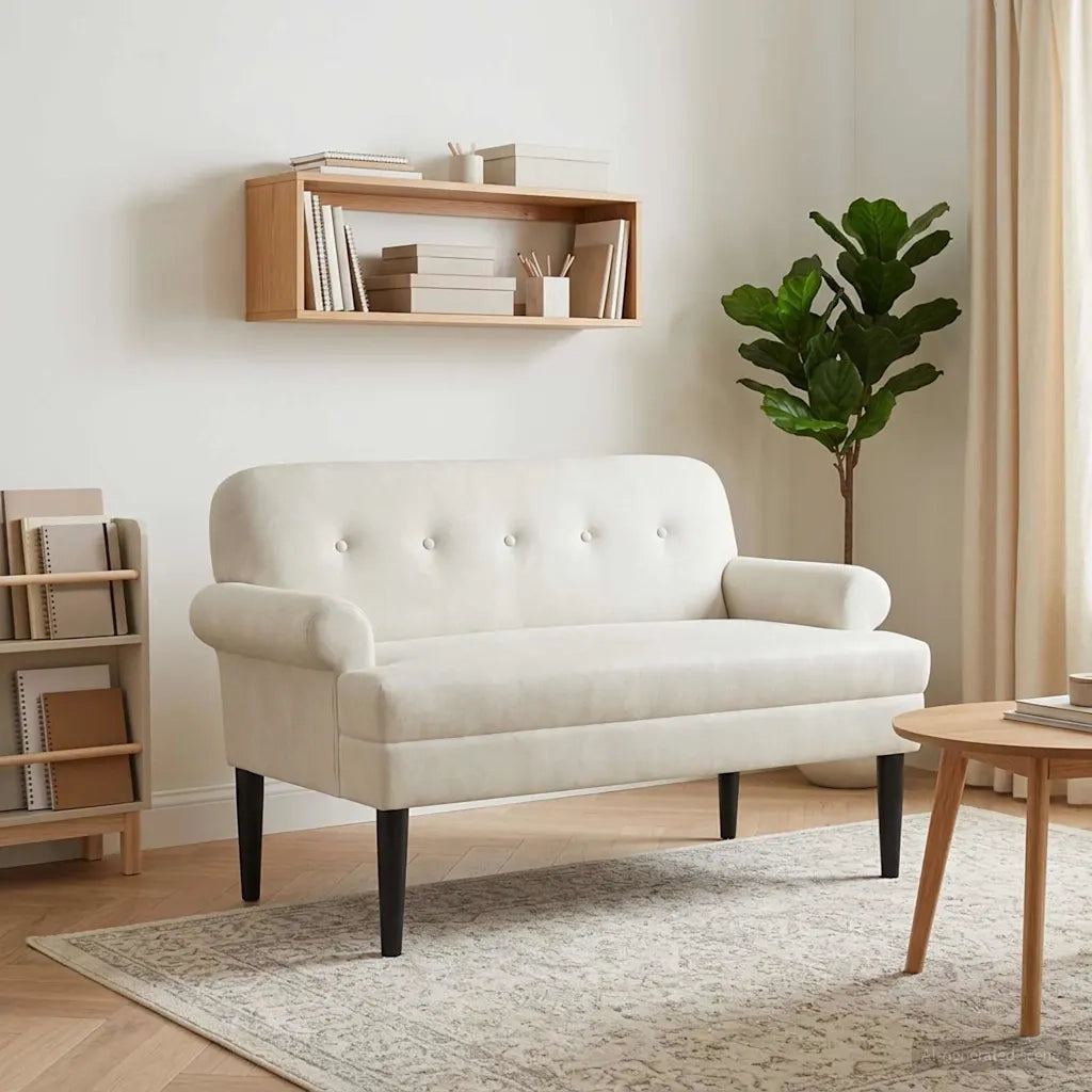 Loveseat con bottoni imbottiti Crema 120 x 66 x 78 cm 42041836
